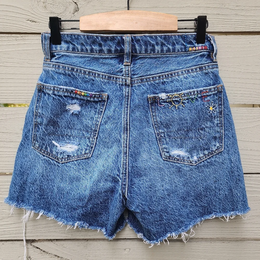 American Eagle Pride Denim Highest Rise Baggy Shorts